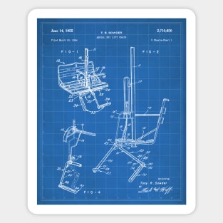 Skiing Patent - Ski Chalet Ski Fan Art - Blueprint Sticker